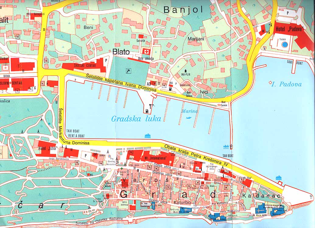 padova karta Island of rab Map with: Banjol, padova karta